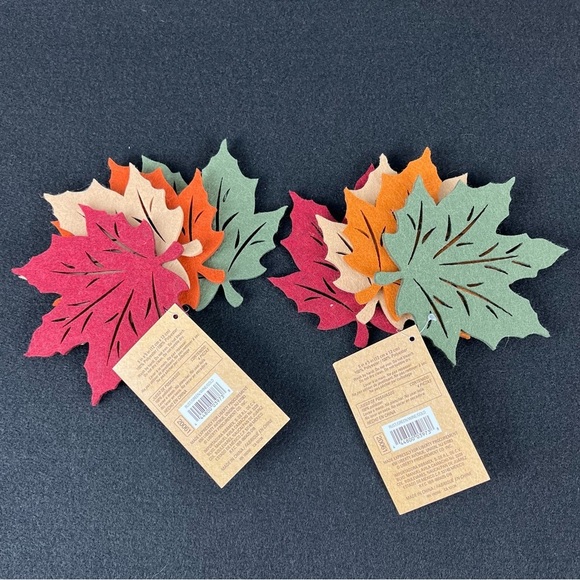 NWT Liberty Procurement Felt Maple Leaf Coasters Red Green Tan Orange 8 total - Picture 2 of 5
